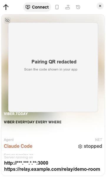 Viber Desktop Connect screen showing QR pairing and server addresses